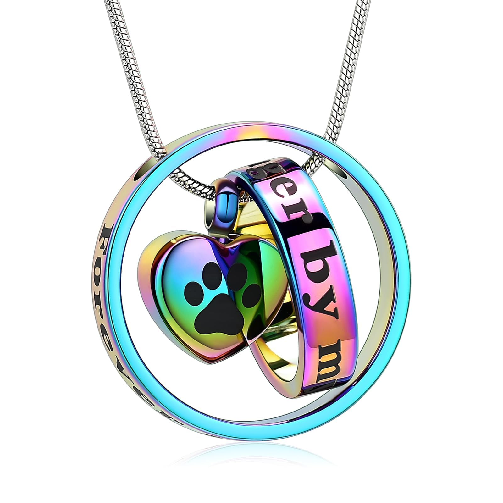 AIWENXI Paw Print Cremation Jewellery for Pet Ashes Urn Necklace for Cat/Dog Ashes Funeral Keepsake Urn Necklace Paw Print Memorial Necklace Forever in My Heart,No Longer by My Side