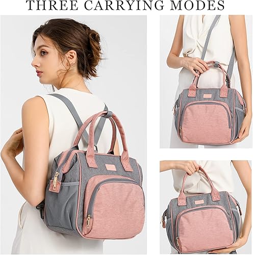 Vista 10 de MCBD Lonchera térmica para mujer, bolsa grande de 3 vías de transporte, mochila enfriadora reutilizable a prueba de fugas con correa ajustable