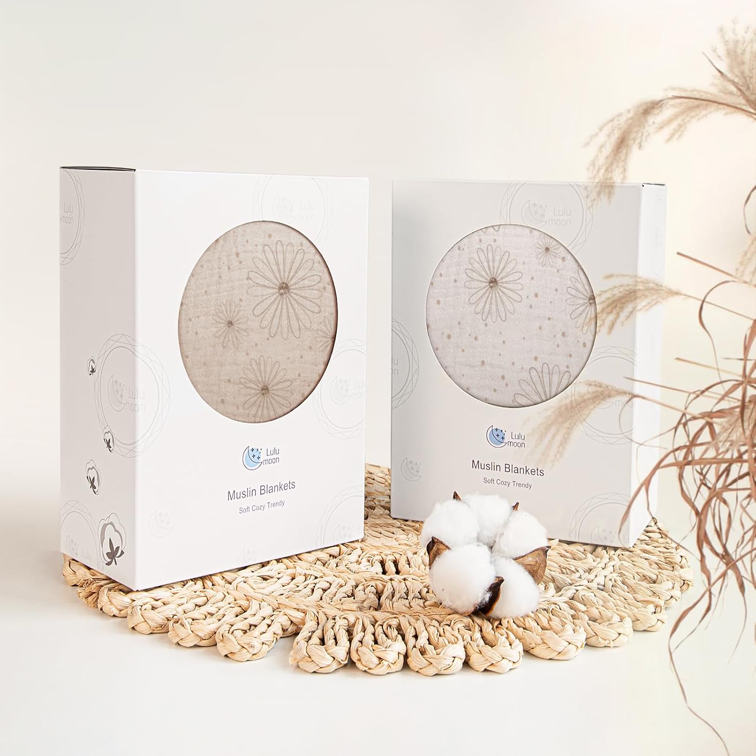 lulumoon Muslin Quilt Blanket, Crib Blanket for Baby and Toddler,47x47 Inches(Sand Daisy)