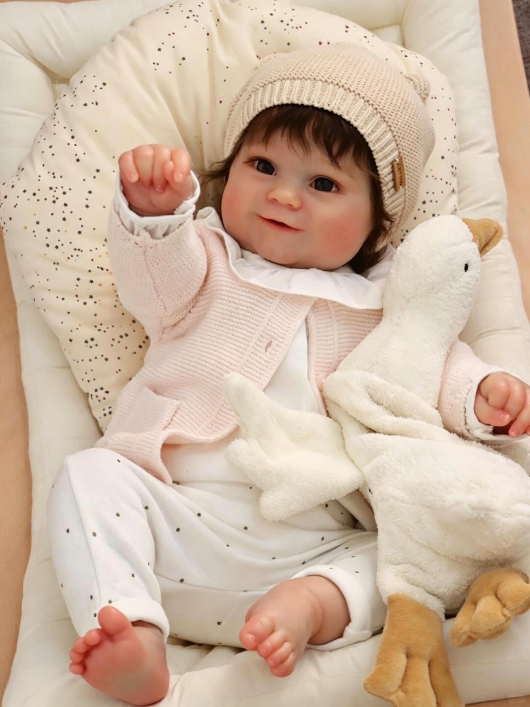 RXDOLL Realistyczne lalki Reborn Baby Dolls Girl Cloth Body Baby Dolls, 61 cm, realistyczne lalki niemowlęce, które wyglądają jak prawdziwe, miękkie winylowe silikonowe lalki Reborn z ukorzenionymi