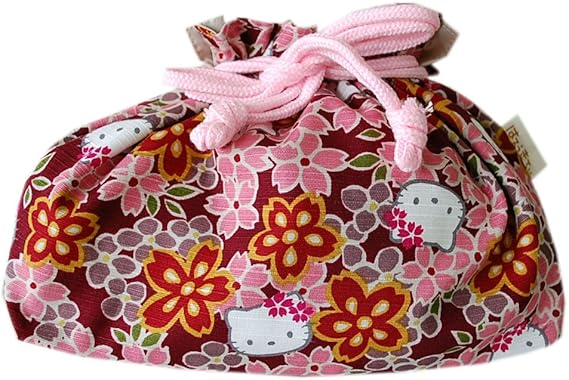 Amazon Co Jp Hello Kitty ハローキティ 日本製 和柄弁当袋巾着 ランチバッグ キティ 和コラボ お弁当袋 Kcw012 ホーム キッチン