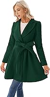 Vista 4 de GRACE KARIN Abrigo de manga larga abombada con solapa de muesca para mujer con cinturón de amarre