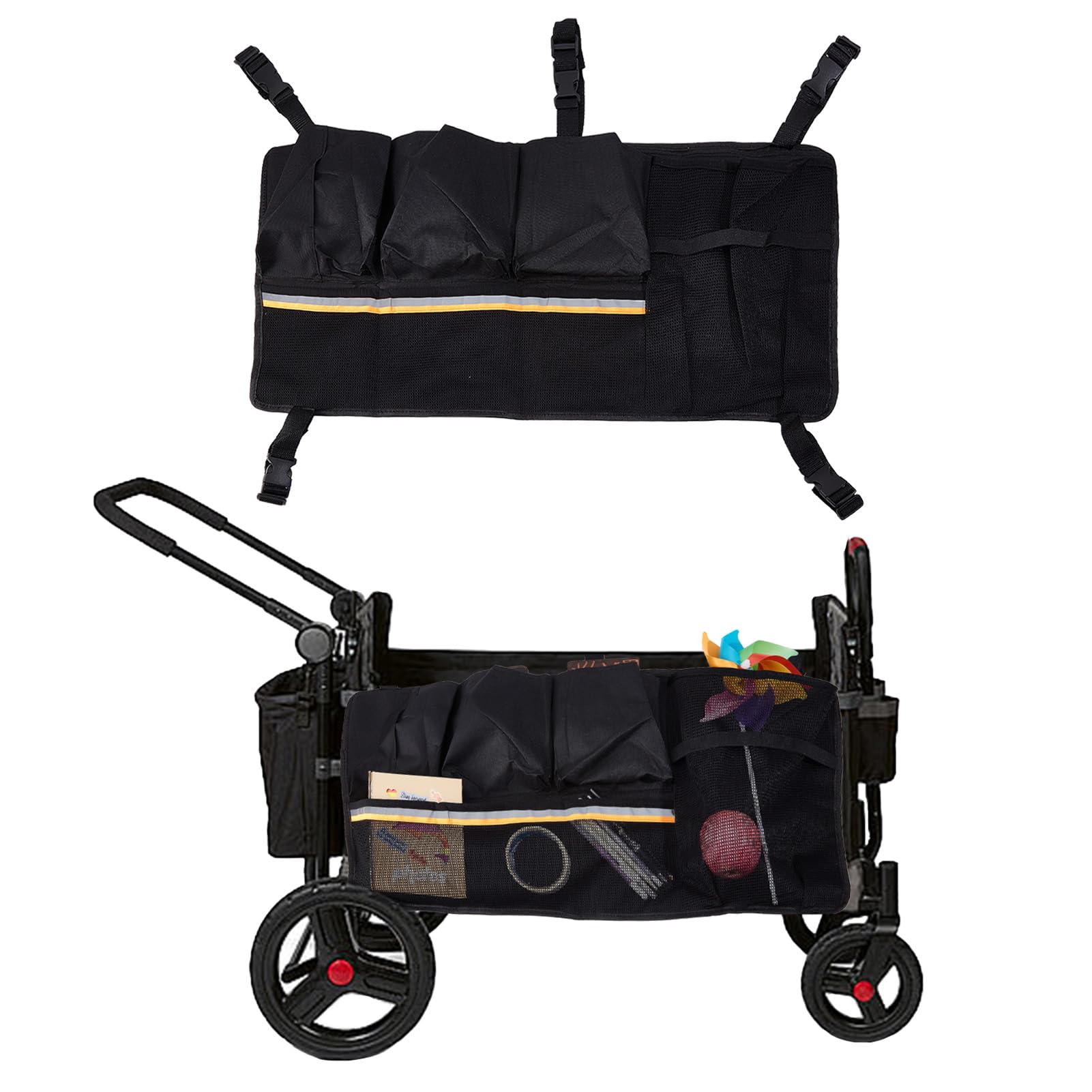 NICENEEDED Universal Zusammenklappbare Seitentasche Für Den Wagen Aufbewahrungsaufsatz Für Strandwagen Mit Großer Kapazität Umfangreiche Kompatibilitätsaufsätze Für Die Aufbewahrung von Gartenwagen