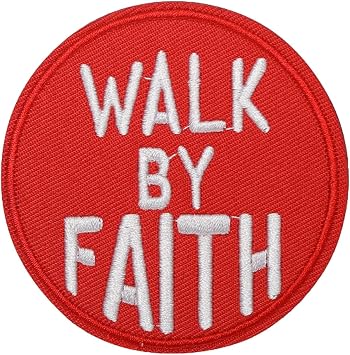 Walk By Faith Biblical Scripture Christian Patch, Hook and Loop Tactical Embroidered Funny Military Patch Morale Patches for Jackets, Clothing, Molle Vest, Hat, Bag, DIY Applique Accessories, Backpack