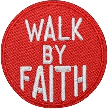 Walk By Faith Biblical Scripture Christian Patch, Hook and Loop Tactical Embroidered Funny Military Patch Morale Patches for Jackets, Clothing, Molle Vest, Hat, Bag, DIY Applique Accessories, Backpack
