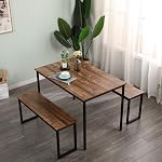 SogesHome Table à manger et chaises Ensemble de table à manger avec bancs Bar Set pour 4 Ensemble de dîner pour salle à manger Bistro Set, Brown, NSDCA-CZJYB-yzld01