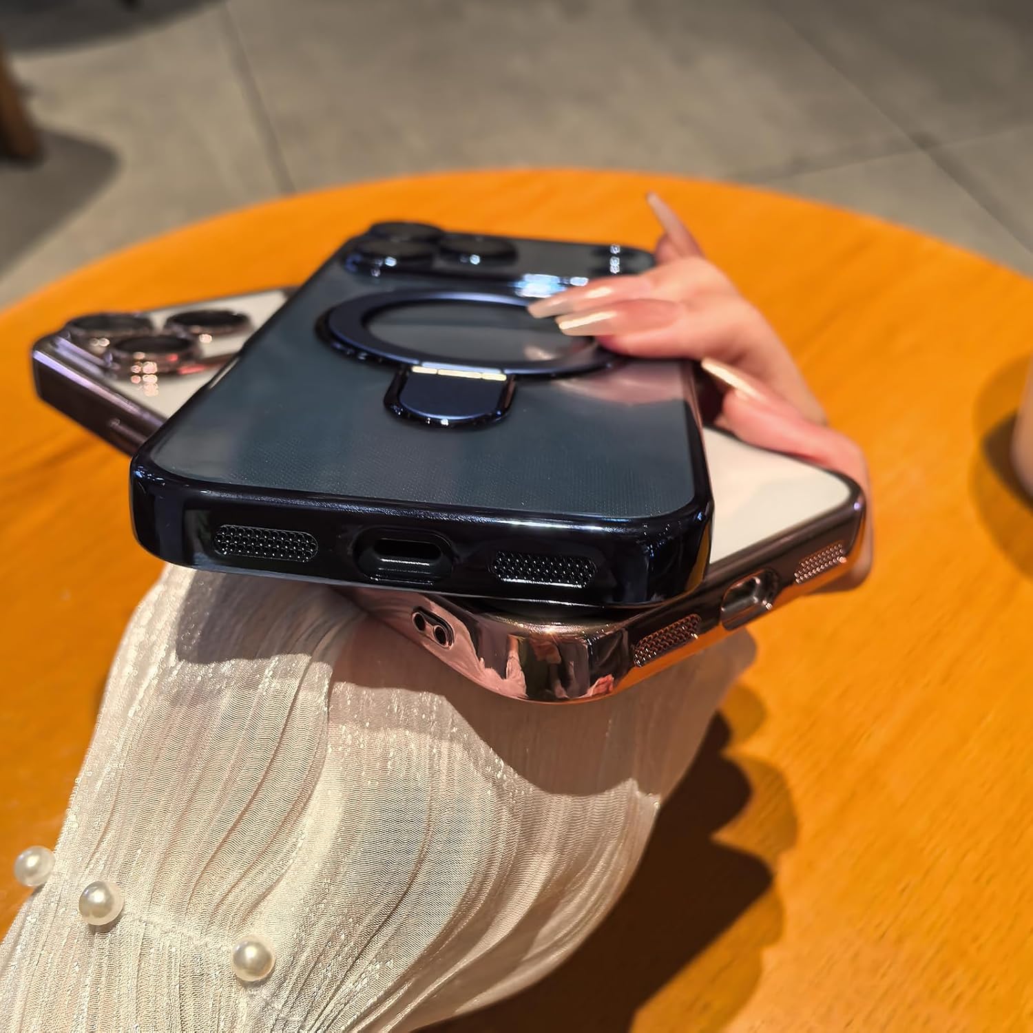 LXK Magnetic Invisible Stand for iPhone 17 Pro Case 6.3" Compatible with MagSafe, Military-Grade Protection, with Camera Protector, Clear Scratch-Resistant Back Cover for iPhone 17 Pro, Deep Blue - Image 6