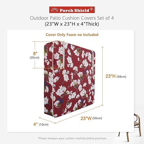 Miniatura 6 de Porch Shield - Juego de 4 fundas de cojín para sillas de patio, impermeables, resistentes a la decoloración, solo fundas de repuesto, para uso al