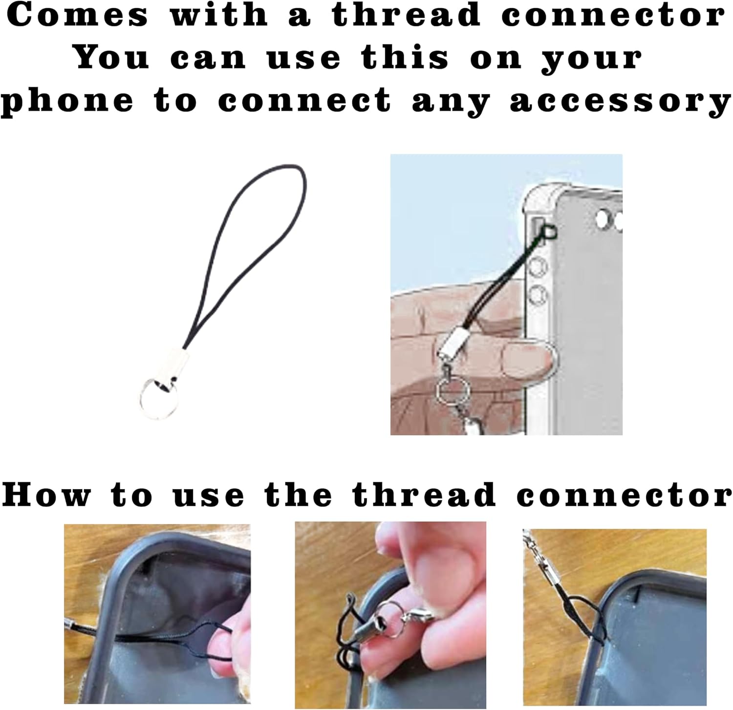 Hidden Hollow Beads Phone Tether Tab Clear and Attachment String for All Phones Universal Strap to Attach Holder (10 Sets)