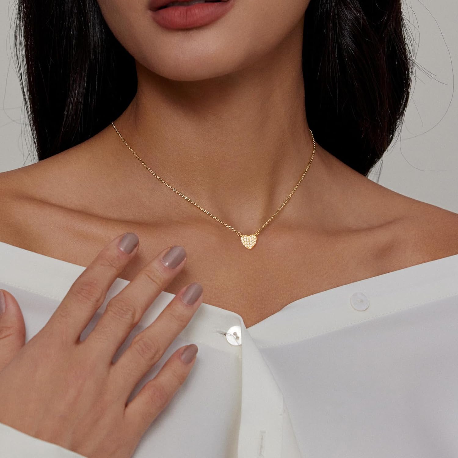 Cute Heart Necklace for Women Gold/Silver Plated Heart Pendant Choker Necklaces Tendy Love Heart Chain Necklace Dainty Gold/Silver Necklace Jewelry Gifts for Women - Image 3