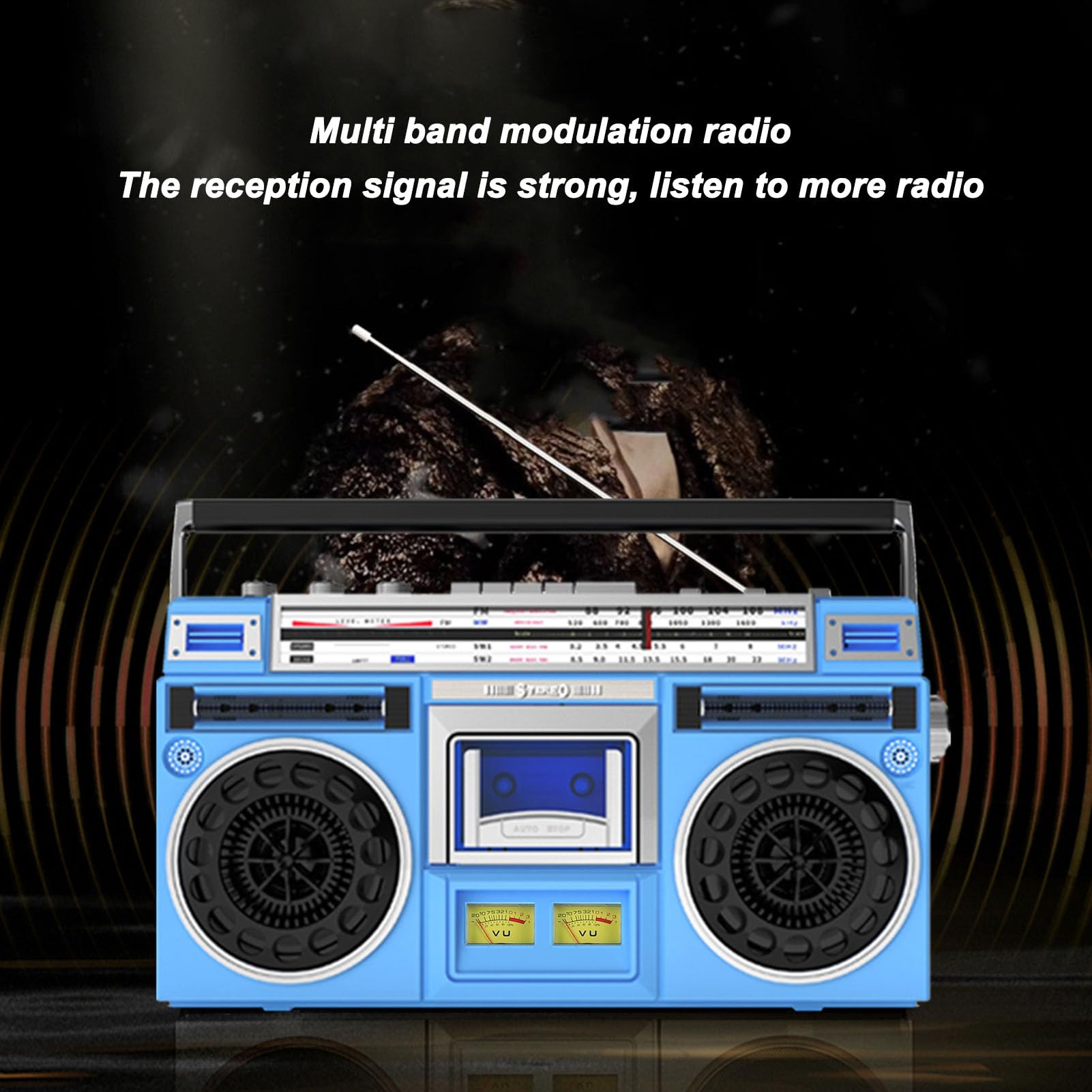 Portable Cassette Tape Player - Retro Boombox Cassette Player, FM MW SW1 SW2 Radio Stereo, Bluetooth CasetteTape Player Recorder