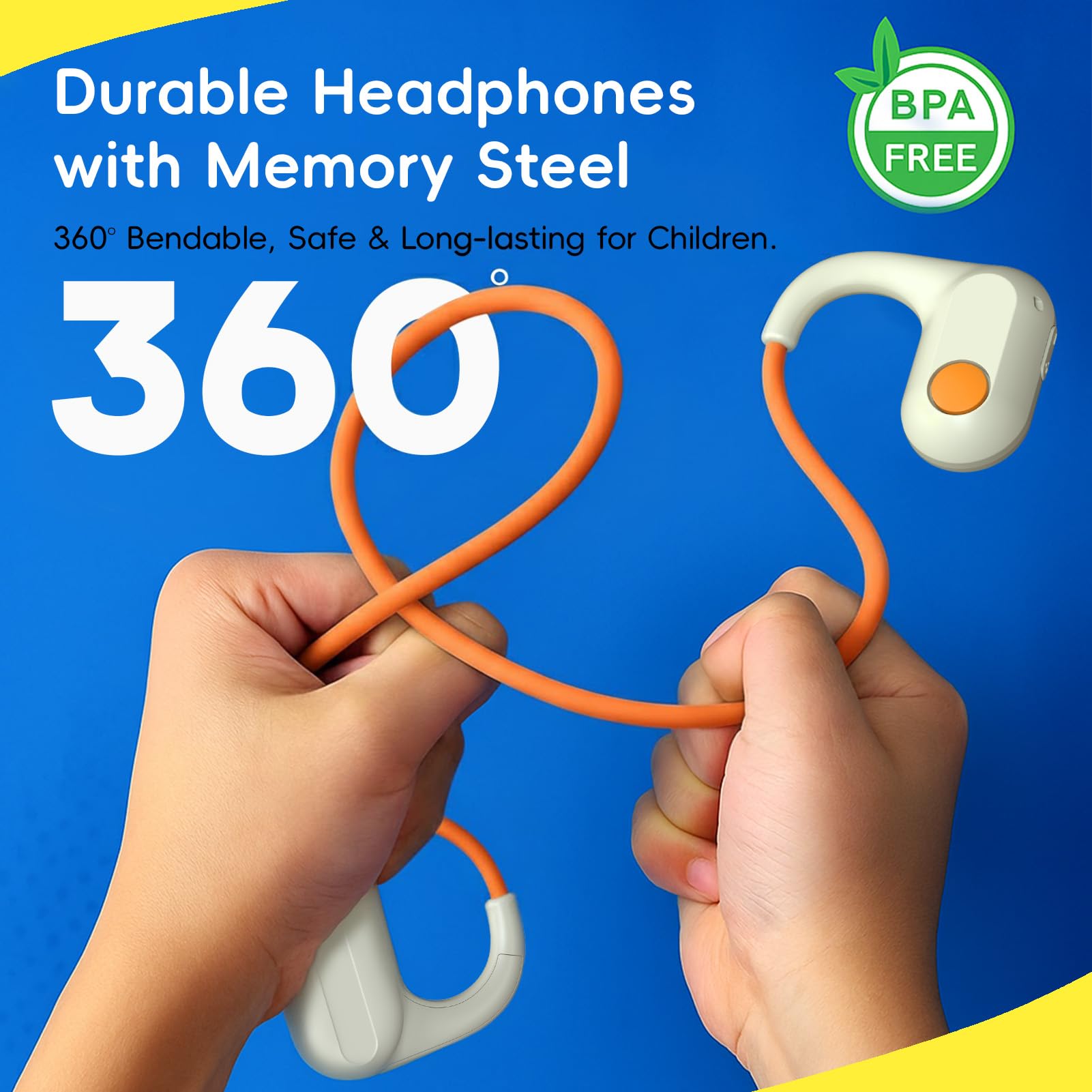 ANCwear Cuffie aperte per bambini, senza fili, Bluetooth 5.4, 17 g, leggere, IPX6, impermeabili, 24 ore di riproduzione per bambini e studenti