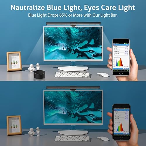 Miniatura 5 de OOWOLF Barra de luz para monitor, paquete de 2 barras de luces de pantalla, lámpara de escritorio de alto CRI para cuidado de los ojos, sin