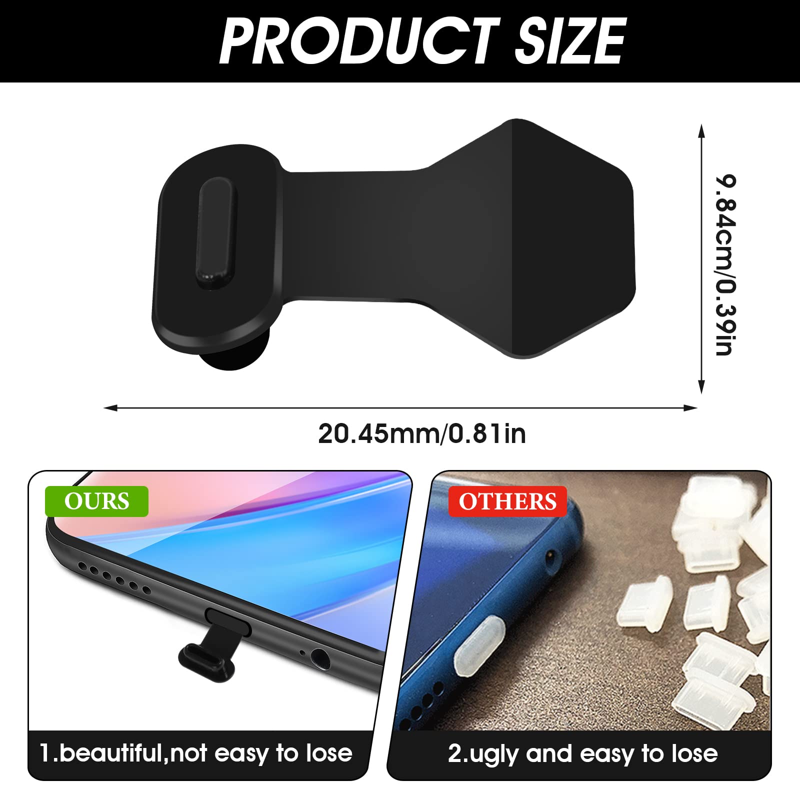 Tappi Antipolvere Per Porta USB Type-C - 10 Pezzi, Silicone, Colori Misti