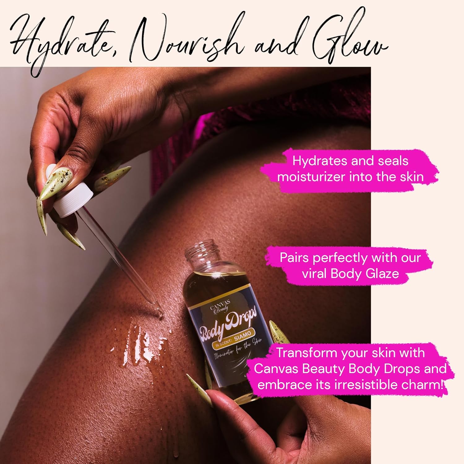 Canvas Beauty Body Drops, Siamo - With Coconut Oil, Jojoba Oil & Vitamin E - Image 2