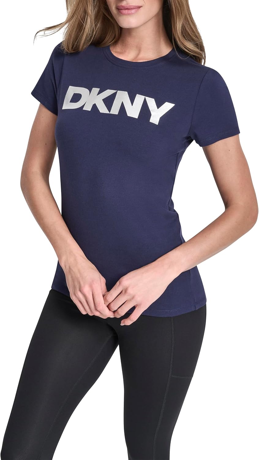DKNY Womens Foil Logo Short Sleeve T-Shirt