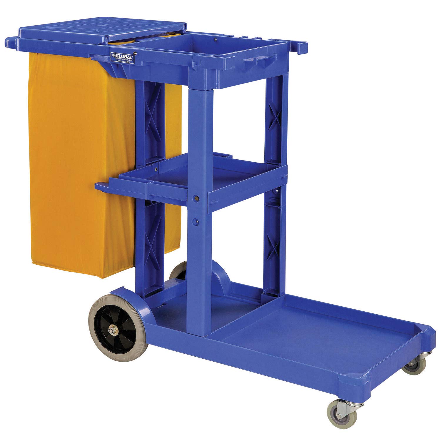 Global Industrial Janitor Cart Blue with 25 Gallon Vinyl Bag