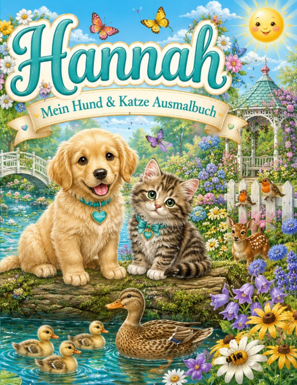 Hannah – Mein Hund & Katze Ausmalbuch: Fröhlicher Malspaß mit niedlichen Hunden und Katzen
