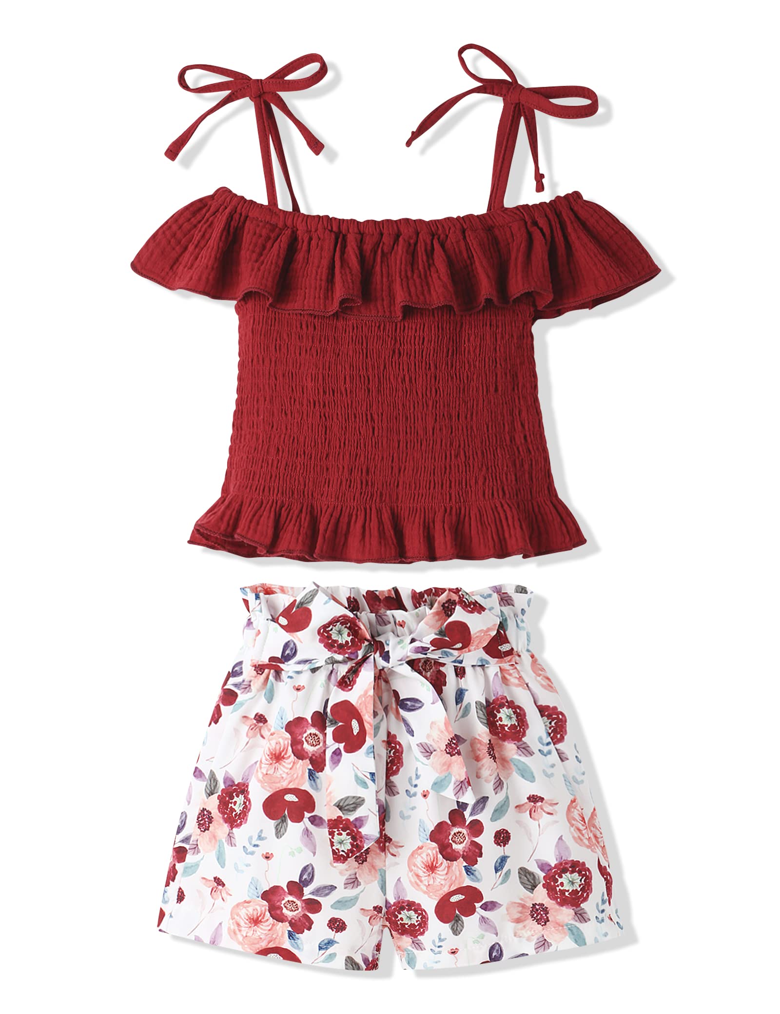 Hipea Toddler Baby Girls Summer Clothes Outfits Ruffle Camisole Spot Dot Tops and Casual Shorts Newborn Girl Clothing