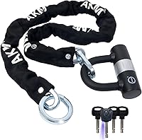 Vista 12 de AKM Candado de cadena para bicicleta de 47.2 in/4 pies, resistente, duradero, 0.472 in de grosor, antirrobo, cadena de bicicleta con 4 teclas