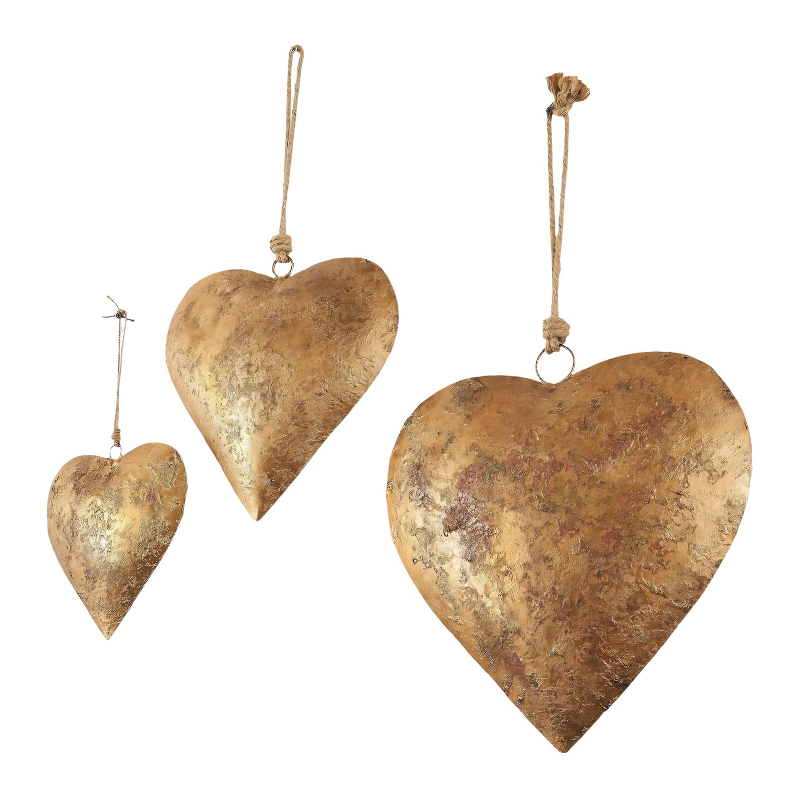 Hrtyvhin Gold Romance Iron Love Heart Cow Bells Set Of 3 For Wall Hanging Craft Project And Festival Valentines Day Decoration Hanging Decoration For Home Yard Garden