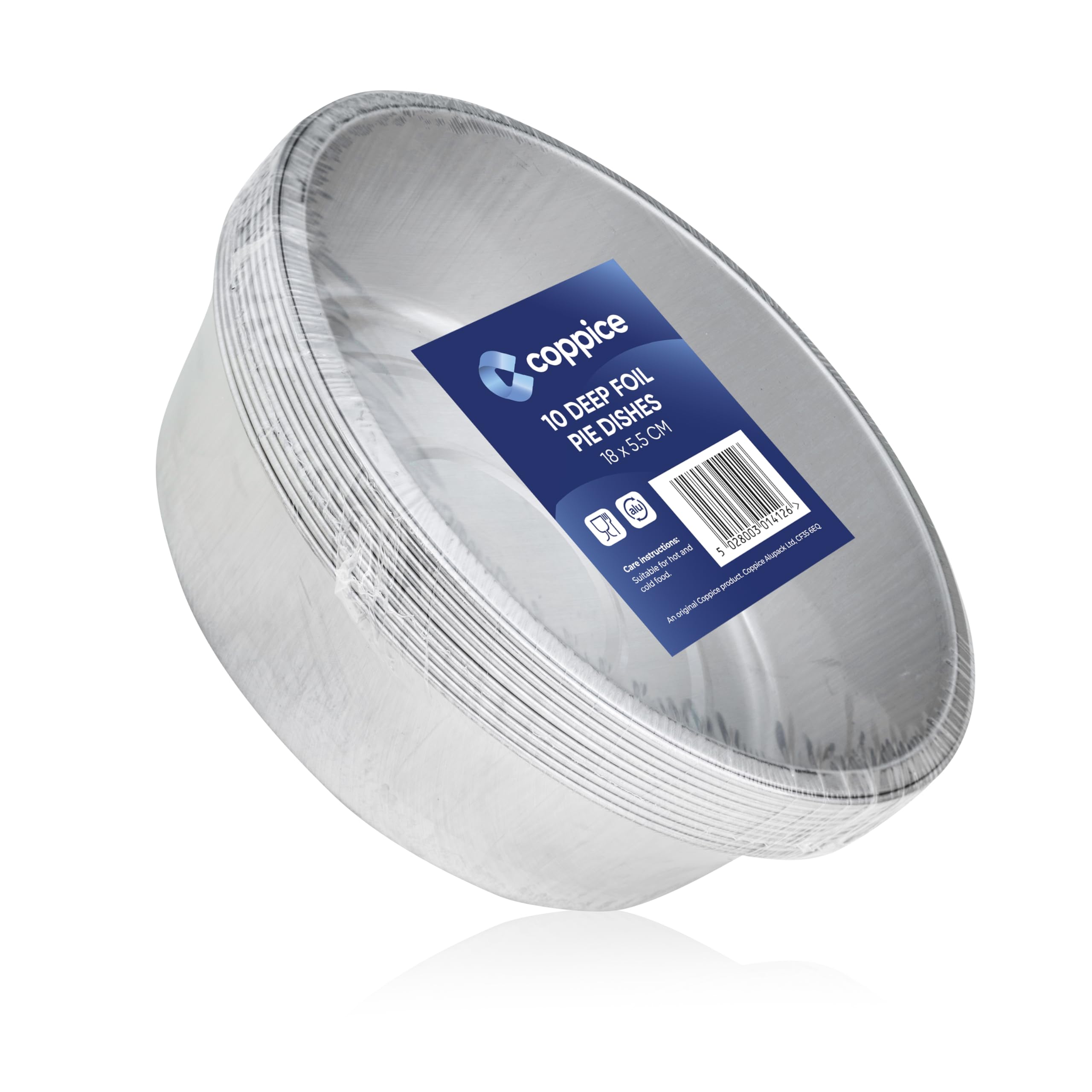 Coppice Strong Deep Aluminium Foil Pie Dish for Baking, Serving & Food Storage | 18cm x 5.5cm | Freezer, Microwave, Air Fryer & Oven Safe (10)