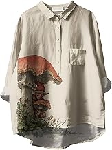 Women 3/4 Sleeve Button Shirts Casual Blouses Funny Floral Graphic Plus Size Cute Vneck Fall Tunic Tops Trendy