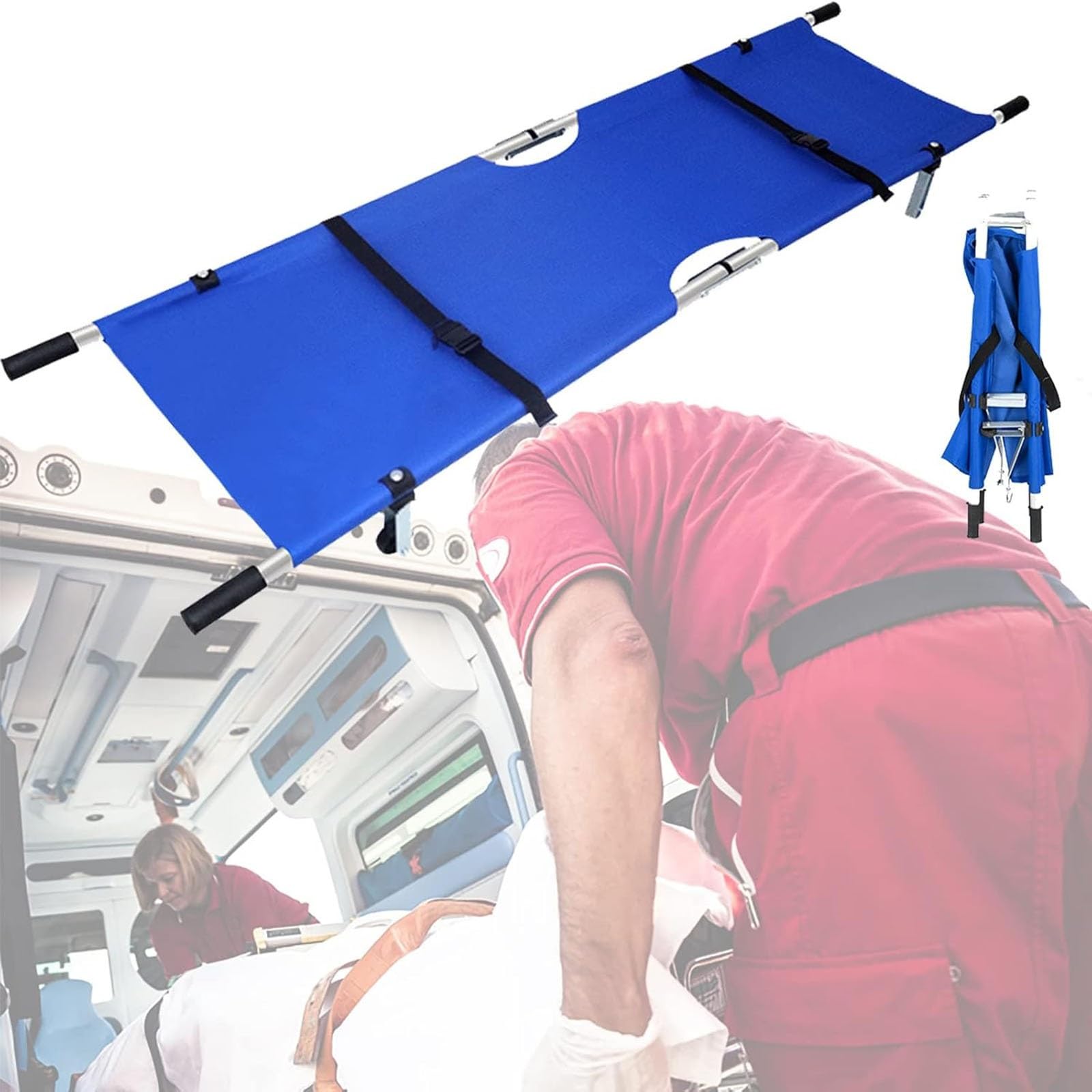 SWENEEN Portable Aluminum Alloy Stretcher,Emergency Rescue Patient Transport Stretcher,Multi-Purpose Home Folding Stretcher,For Home,Sports Venues,Ambulance Patient Transport,