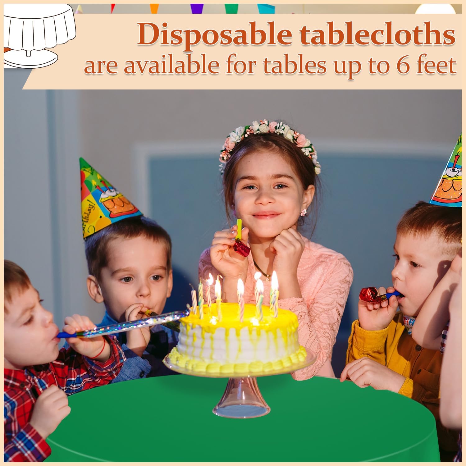 20 Pack Green Round Plastic Tablecloth, 84" Disposable Table Cloth Party Table Cover, Plastic Table Cloth for Birthday Wedding Party - Image 4