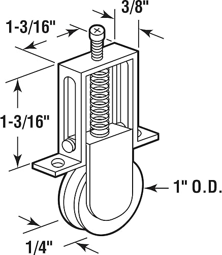 Miniatura 2 de Prime-Line B 617 Rodillos de nailon con resorte de 1 pulgada para puertas corredizas de mosquitera, para Columbia (paquete de 2)