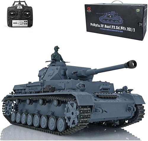 Miniatura 7 de Heng Long RC Tank 116 7.0 actualizado alemán Panzer Iv F2 RTR RC Tank 3859 Pistas de metal Torreta giratoria de 340 Combate infrarrojo