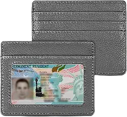 Carteira pequena feminina com porta-cartões de crédito para mulheres, homens, com janela para identidade, minimalista, fina, carteira com bolso para cartão de identificação para homens, Cinza, Moderno