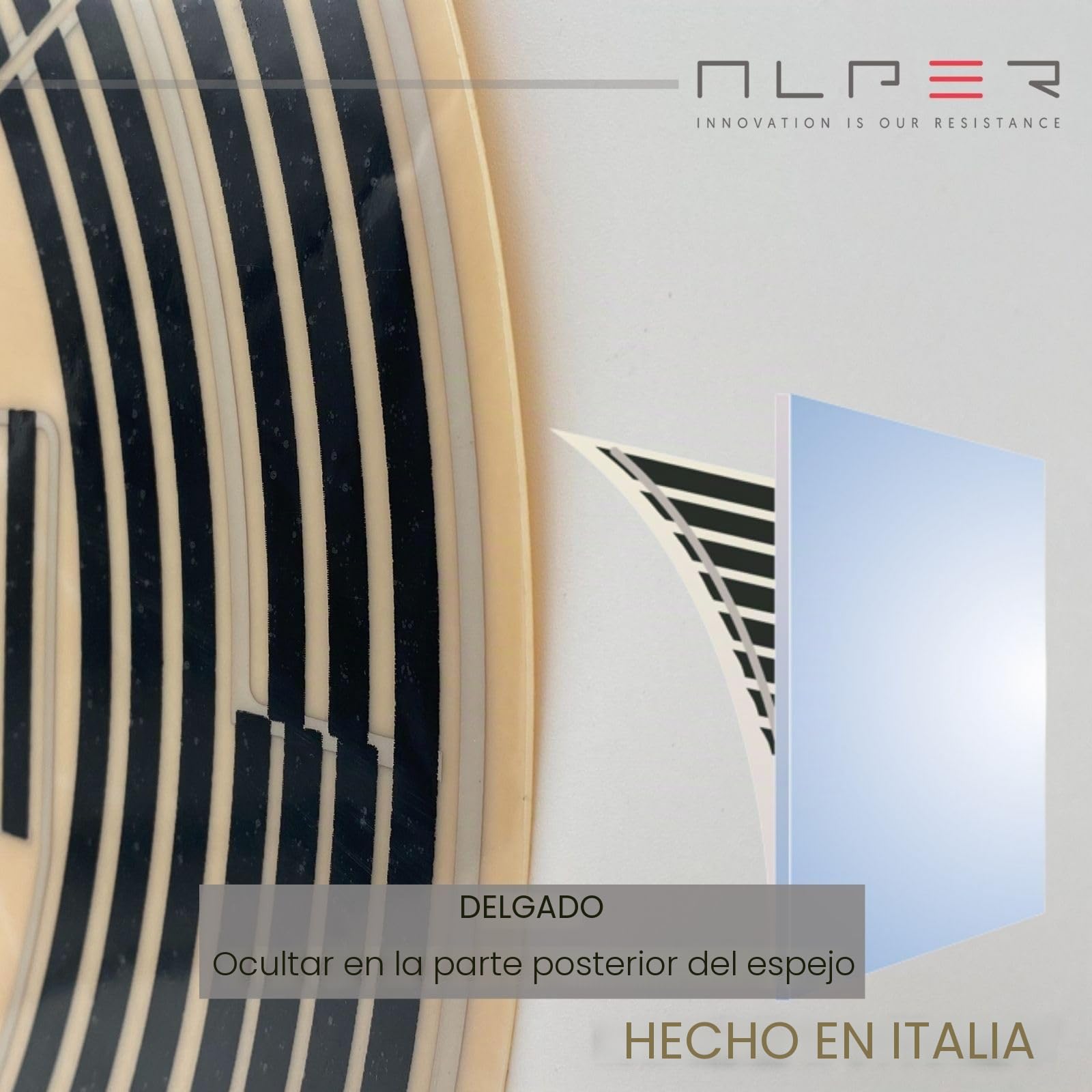 ALPER StopVapor Lamina antivaho espejo baño adhesivo redondo 50cm Placa Resistencia antivaho Calefactor espejo 40W 230V