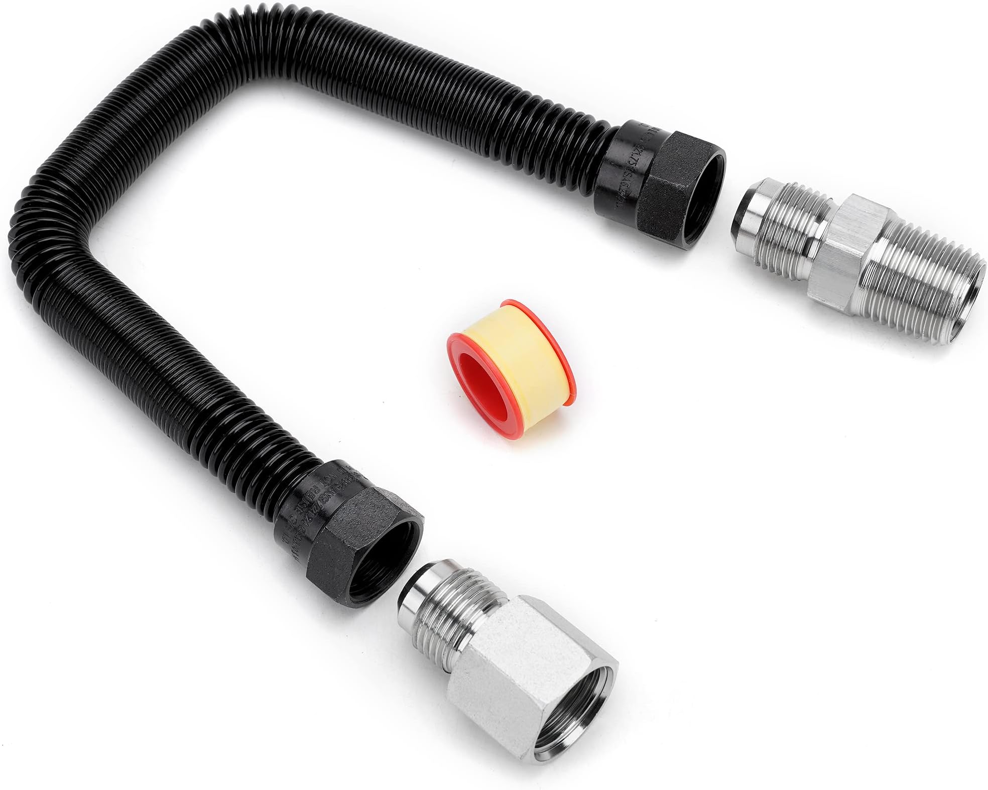 Stanbroil 1/2" OD x 3/8" ID 12" Non-Whistle Flexible Flex Gas Line Connector Kit for NG or LP Fire Pit and Fireplace