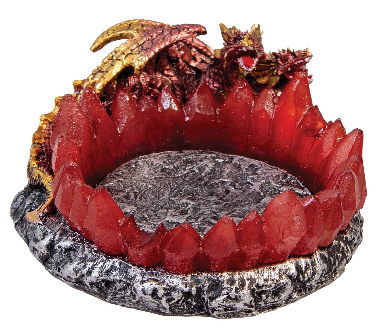 Fujima Red Two Headed Dragon w/Crystals Ashtray - 4