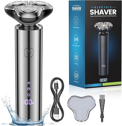 Maquinilla de afeitar eléctrica para hombres, afeitadoras eléctricas para hombres, sistema de afeitado giratorio de 3 cuchillas, maquinilla de