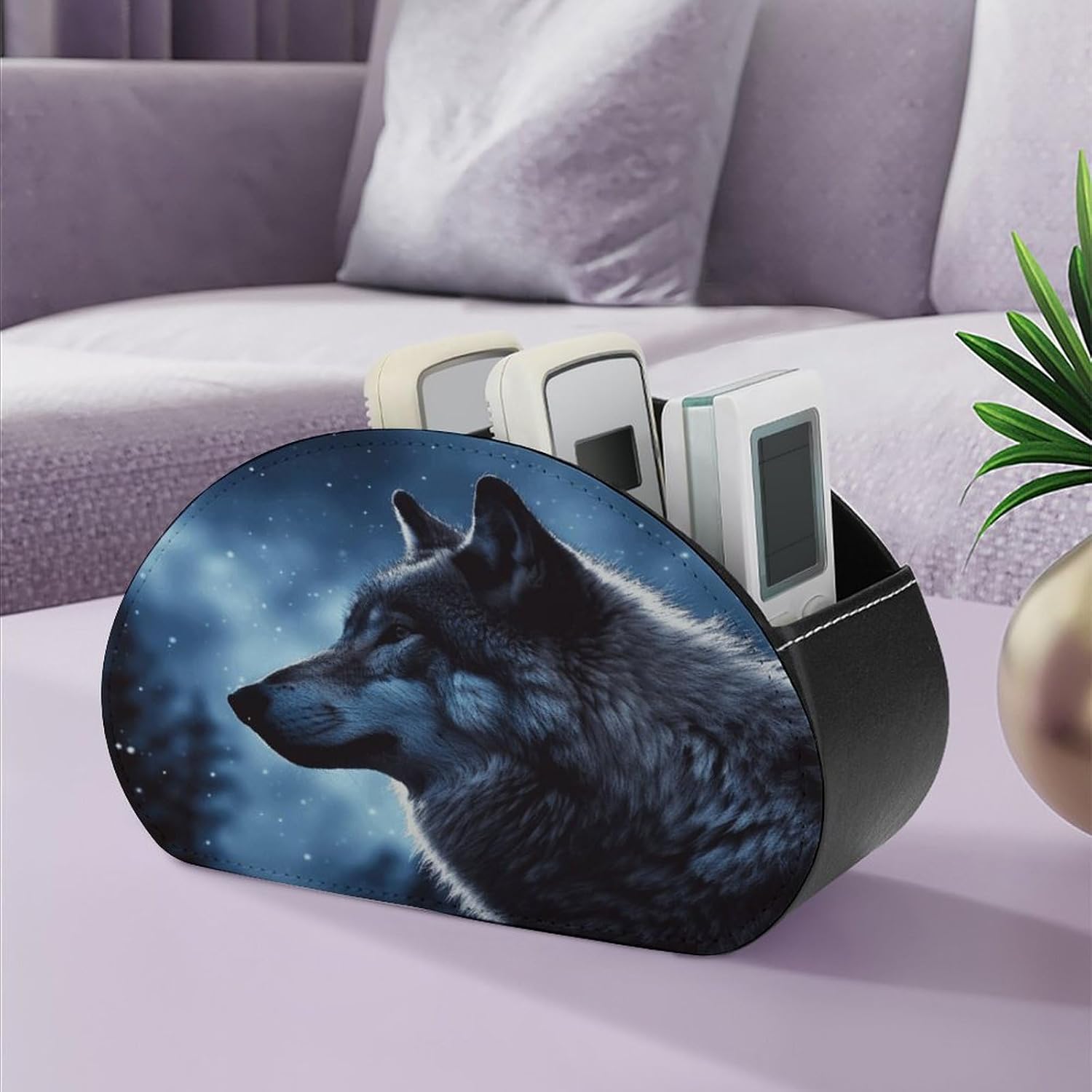 Personalized PU Leather Remote Control Holder with 5 Compartments image 5