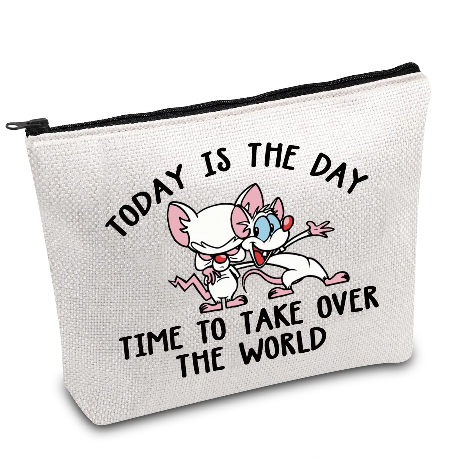 FOTAP Cartoon Characters Lover Gift Comedy Anime TV Series Makeup Bag Rat Brain Cosmetic Bag BFF Gift (THE WORLD)