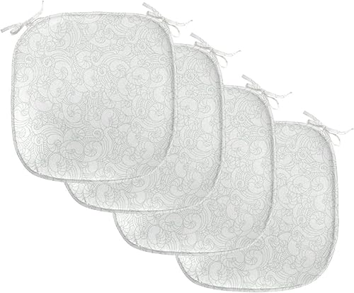 Miniatura 32 de Lunarable Swirly - Cojín de asiento para silla, diseño de líneas retro rizadas, funky en espiral, vida marina náutica, antideslizante, para cocina y