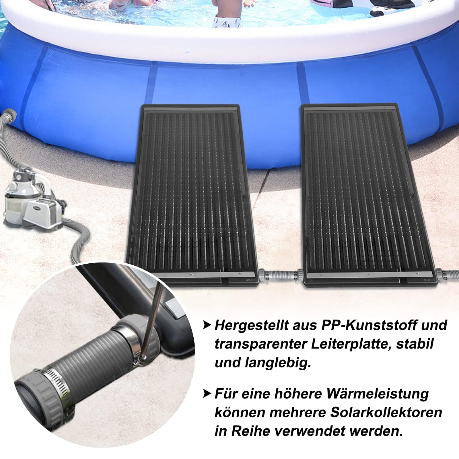 ACXIN Solarne ogrzewanie basenu, kolektor solarny 66 x 111,5 cm, ogrzewanie basenowe do ogrodu, kolektory słoneczne, ogrzewanie basenu i prysznica
