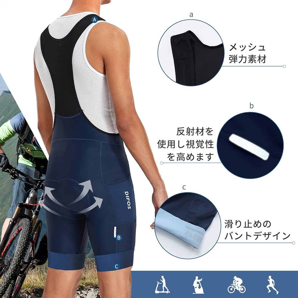 DESCENTE - デサント サイクルパンツ ビブショーツ 日本製 ロードバイク パッド付 ウェア デサント サイクルパンツ ビブショーツ 日本製 ロードバイク