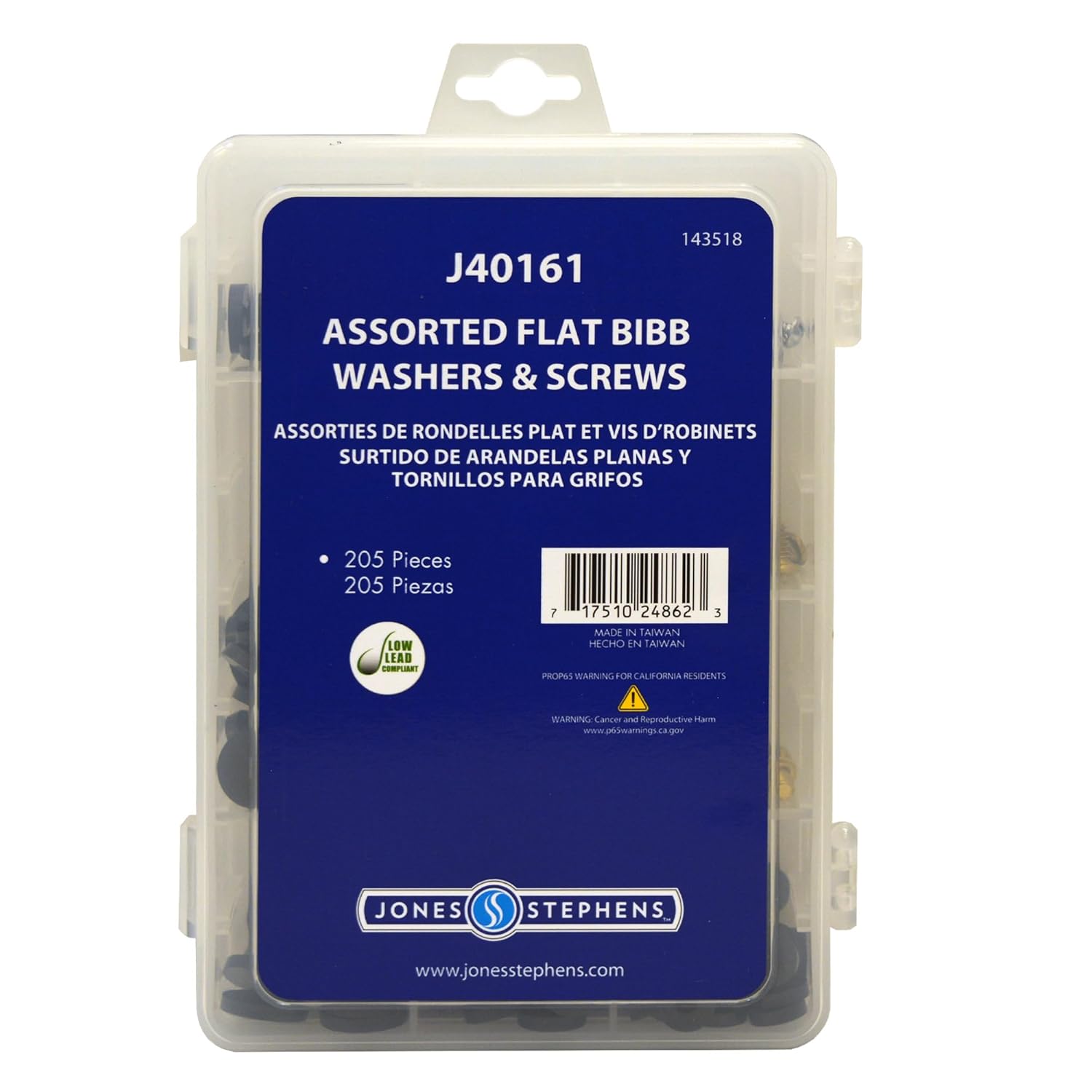 Jones Stephens 205 Piece Assorted Flat Bibb Washer and Screw Kit