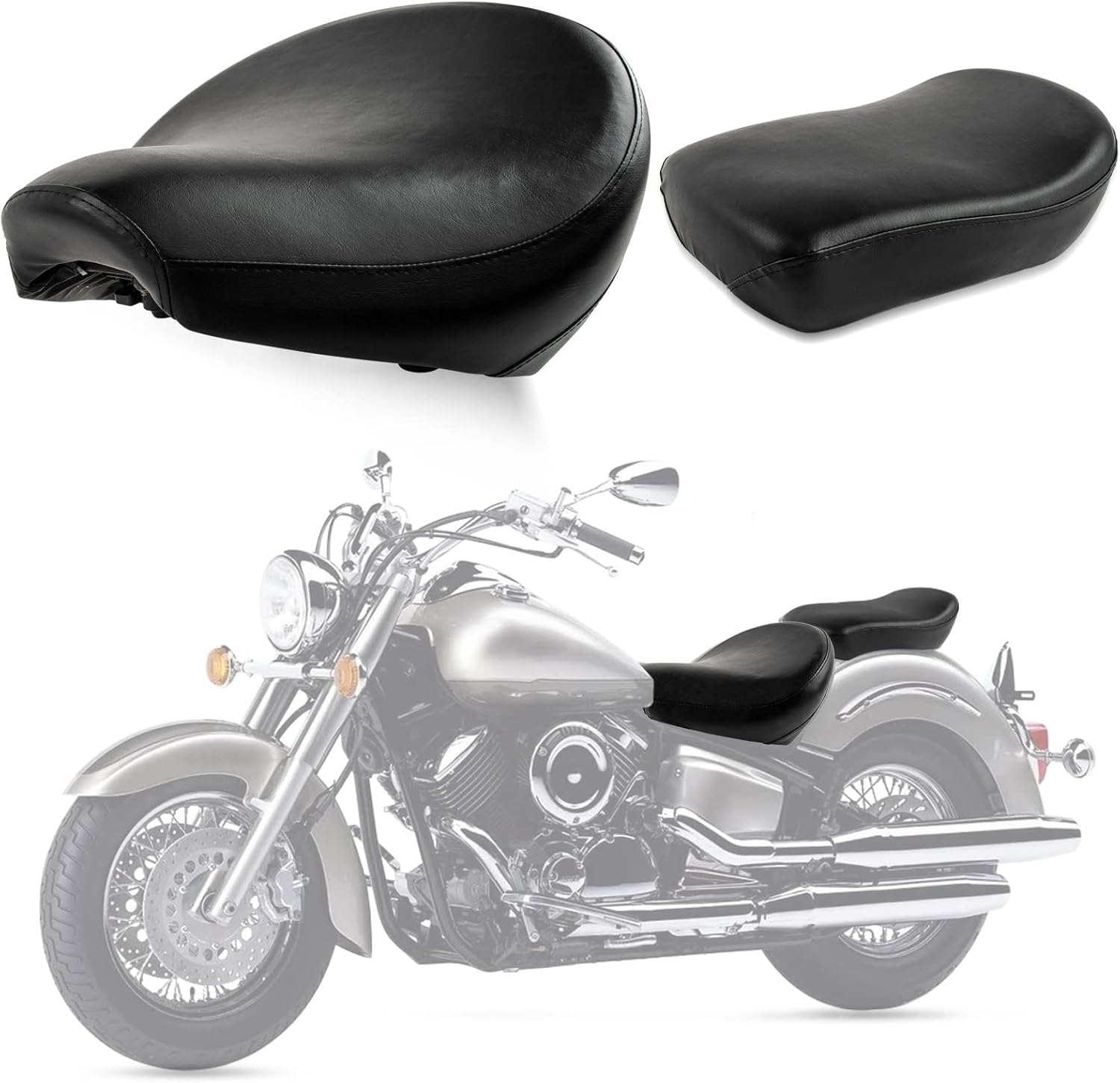 psler Front Rider Driver Rear Passenger Seat Pillion Cushion for XVS V-Star Classic 1100 1998 1999 2000 2001 2002 2003 2004 2005 2006 2007 2008 2009 2010 Driver Seat+Passenger Seat
