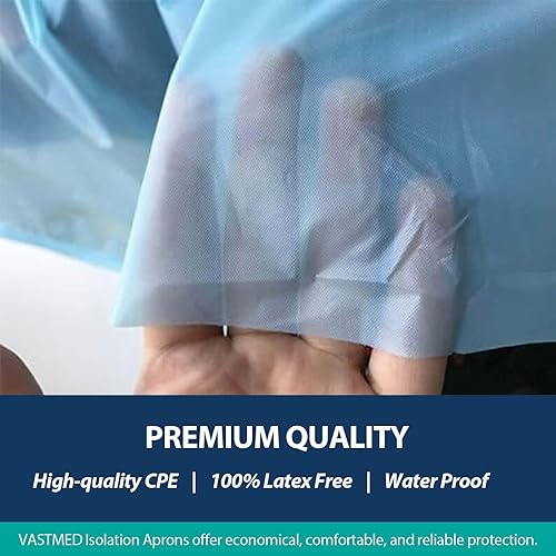 Miniatura 3 de 10 delantales de aislamiento desechables de grado dental  Talla única para todos los vestidos de aislamiento CPE con trabillas para el pulgar