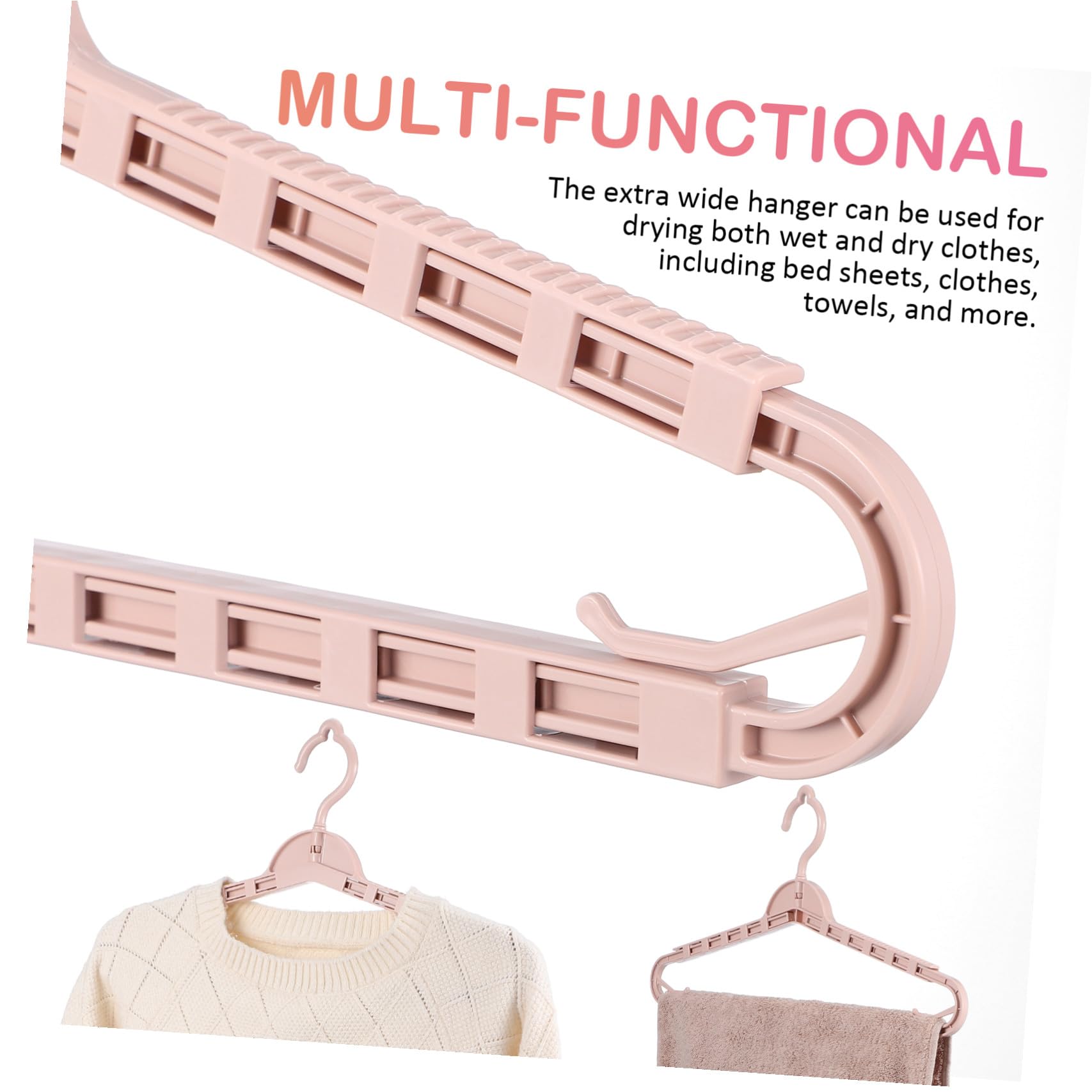 Perchas Retráctiles y Diseño Elegante Estructura Resistente Juego de 8 en Color Rosa Ideales para Organizar Armarios para Ropa de PP en Casa