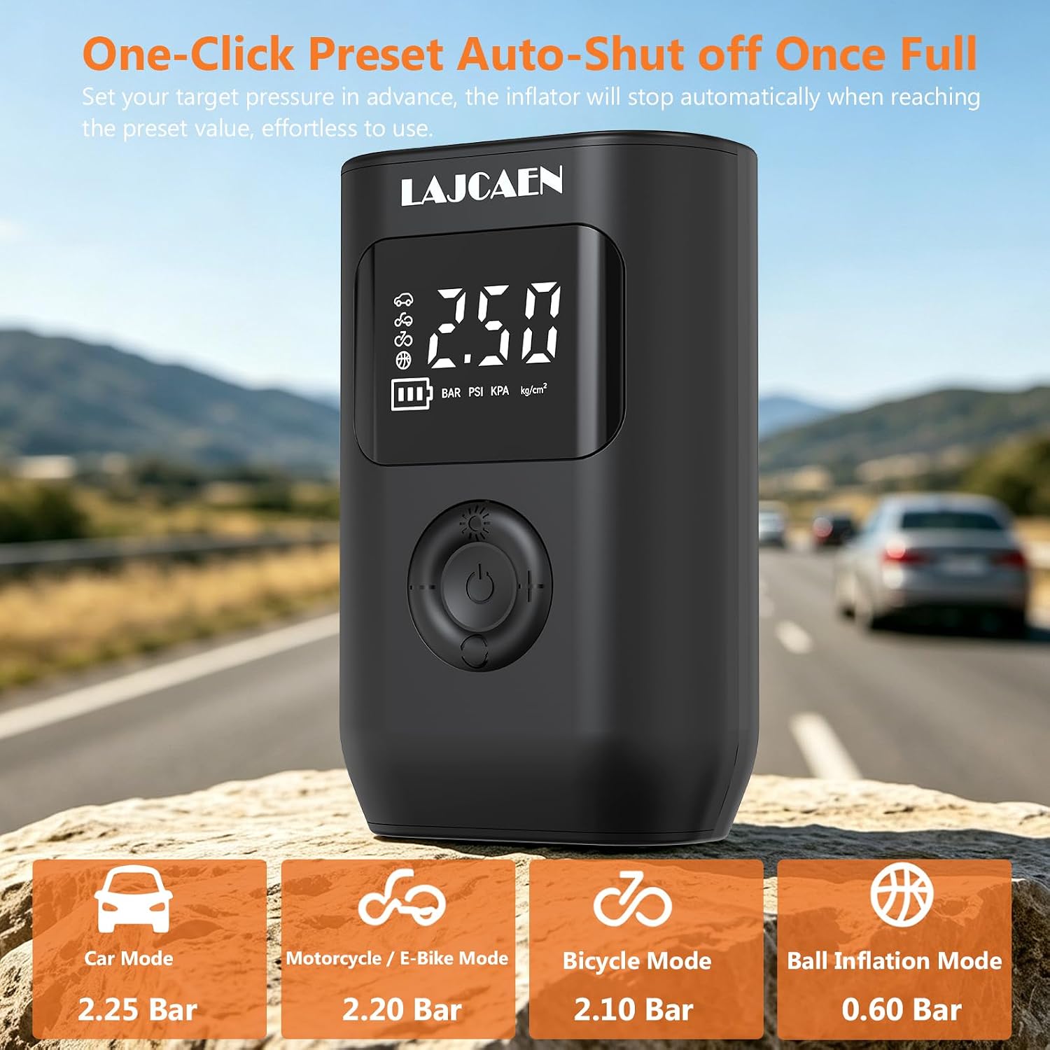 Tire Inflator Portable, 25L/min Fast Inflation & Digital Pressure Gauge
