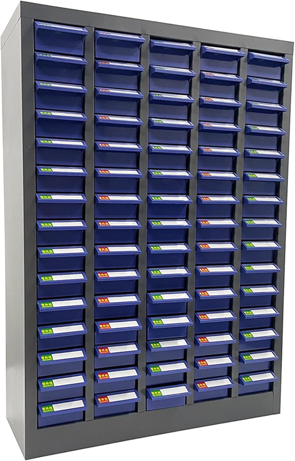 INTSUPERMAI Steel Parts Organizer 75-Drawer Parts Cabinet Bolt and Nut Tool Storage Cabinet Industrial Heavy-Duty Cold-Rolled Cabinets with ABS/PS Drawers for Factory, Workshop, Office Storage