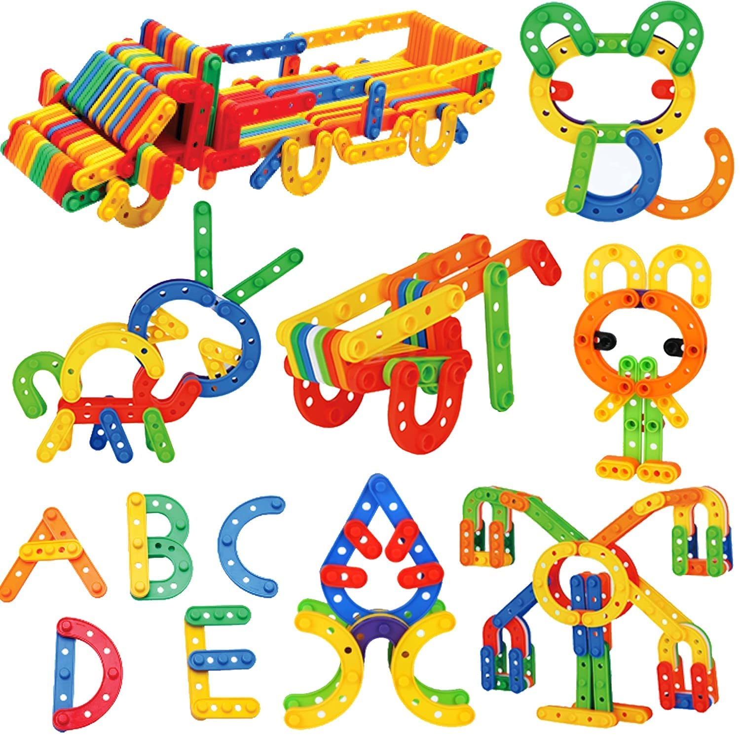 Plastic UC Smart Patchwork Building Blocks - 120Pcs, Multicolor Bulk Plastic Educational Stacking Counting Interlocking Smart City Building Block for Kids