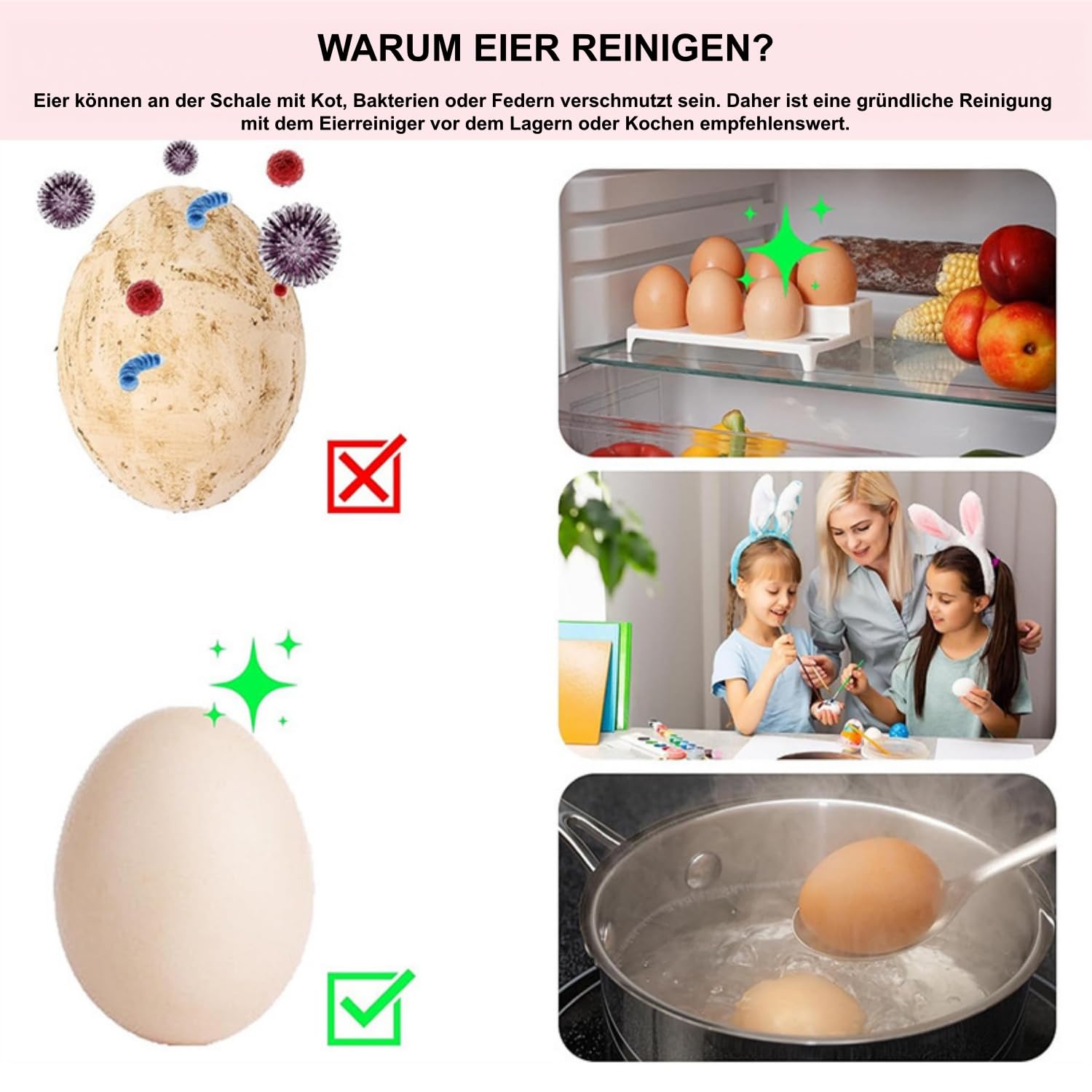 Cepillo de silicona para huevos, limpiador suave para huevos de pollo, pato y codorniz, práctica herramienta higiénica para cocina, hogar y granja (crema, juego de 8)