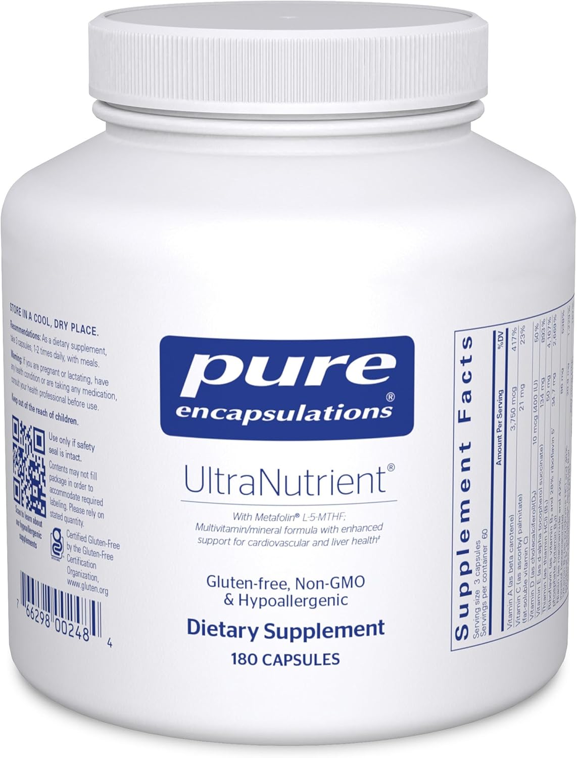 Pure Encapsulations UltraNutrient - Minerals & Multivitamins - Supports Liver & Heart Health* - Supplement for Antioxidants - with Vitamin C, CoQ10 & More - Gluten Free - 90 Capsules